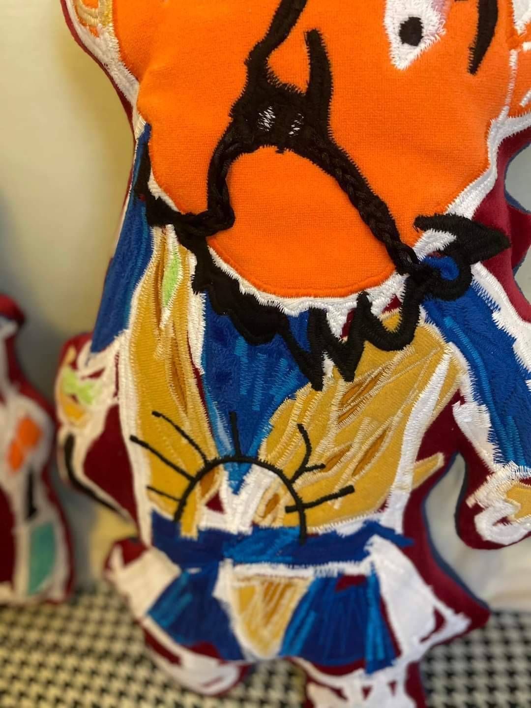 Child's drawing turned into custom handmade fabric art