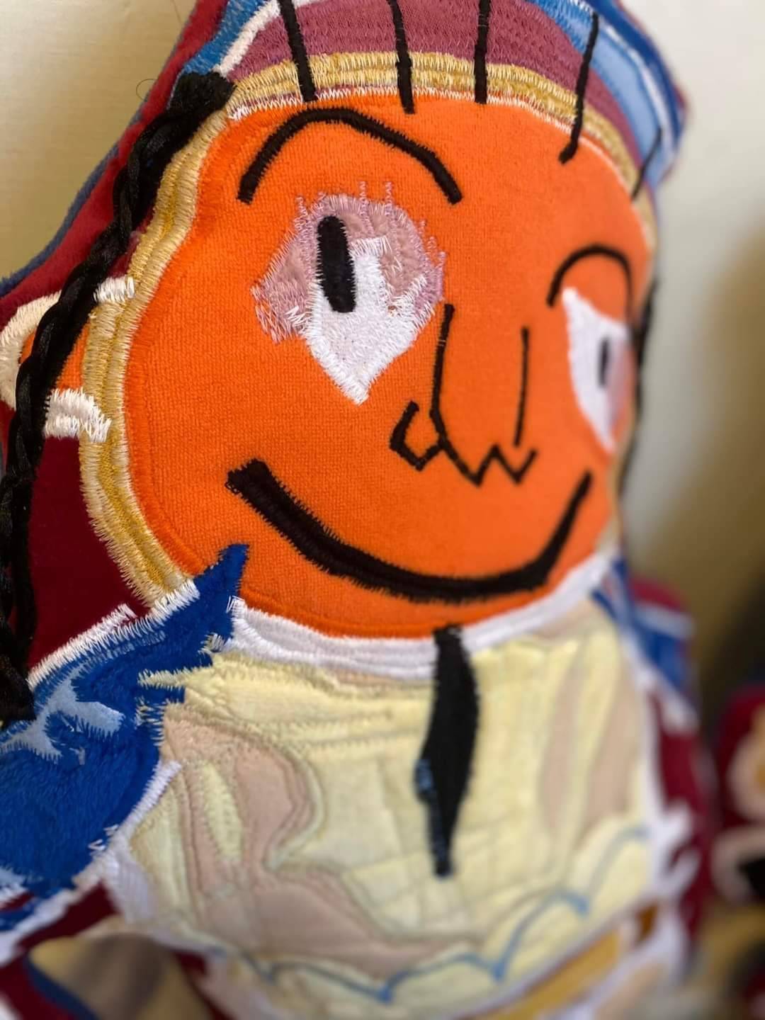 Child's drawing turned into custom handmade fabric art